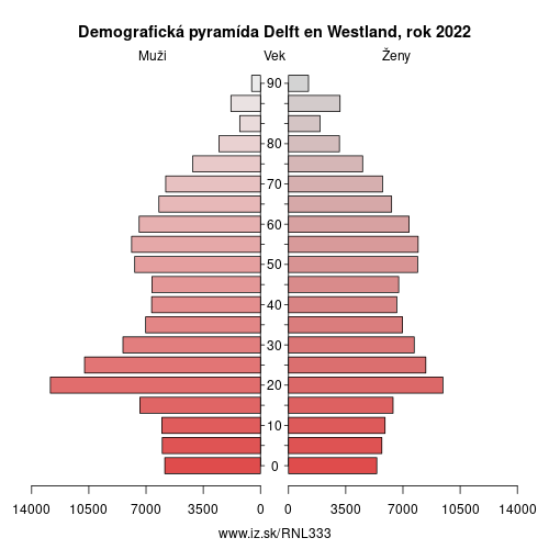 demograficky strom NL333 Delft en Westland demografická pyramída