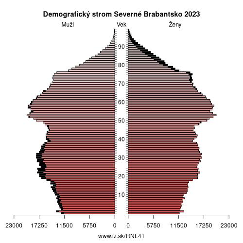 demograficky strom NL41 Severné Brabantsko demografická pyramída