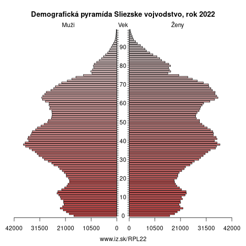 demograficky strom PL22 Sliezske vojvodstvo demografická pyramída