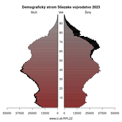 demograficky strom PL22 Sliezske vojvodstvo demografická pyramída