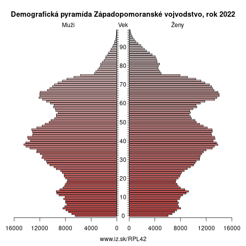 demograficky strom PL42 Západopomoranské vojvodstvo demografická pyramída
