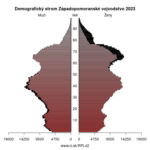 demograficky strom PL42 Západopomoranské vojvodstvo demografická pyramída