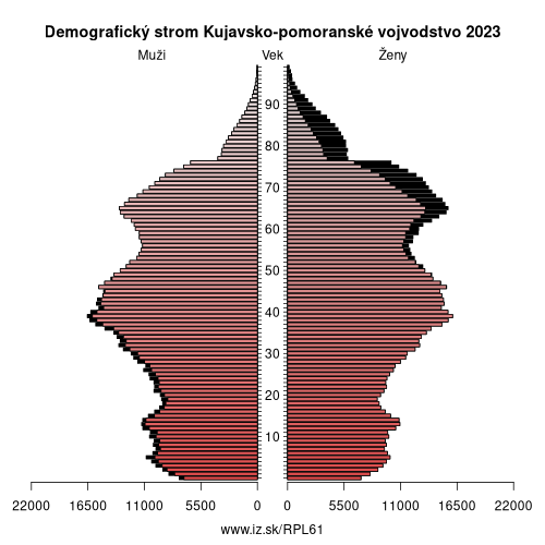 demograficky strom PL61 Kujavsko-pomoranské vojvodstvo demografická pyramída