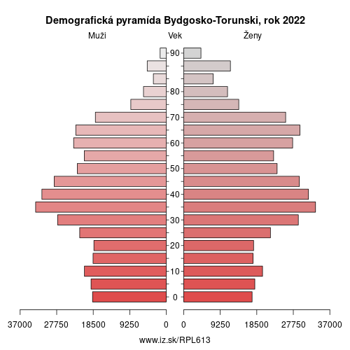 demograficky strom PL613 Bydgosko-Torunski demografická pyramída