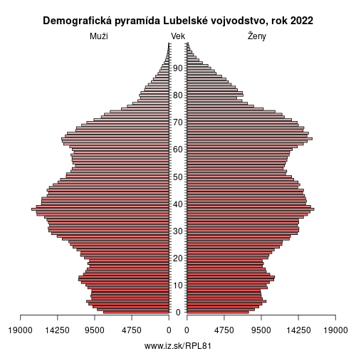 demograficky strom PL81 Lubelské vojvodstvo demografická pyramída