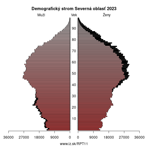 demograficky strom PT11 Severná oblasť demografická pyramída