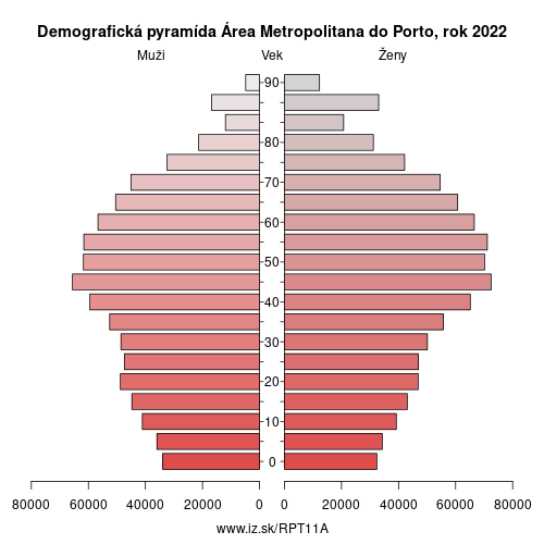 demograficky strom PT11A Área Metropolitana do Porto demografická pyramída