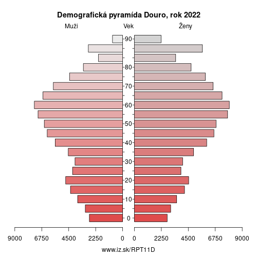 demograficky strom PT11D Douro demografická pyramída