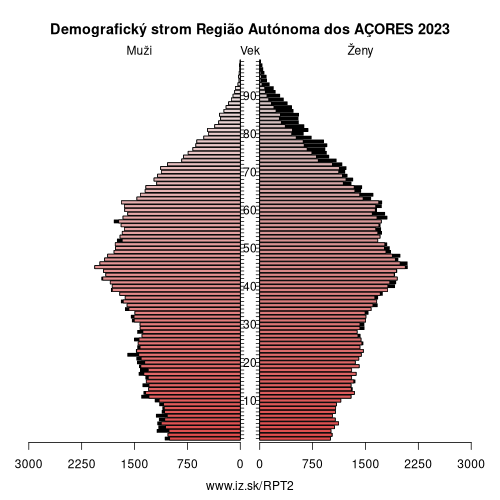 demograficky strom PT2 Região Autónoma dos AÇORES demografická pyramída