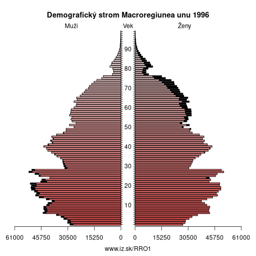 demograficky strom RO1 Macroregiunea unu 1996 demografická pyramída