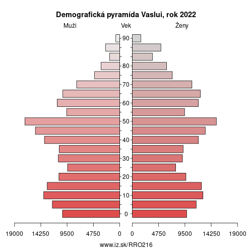 demograficky strom RO216 Vaslui demografická pyramída