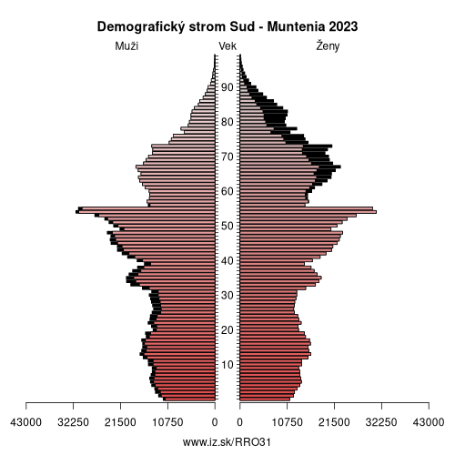 demograficky strom RO31 Sud – Muntenia demografická pyramída