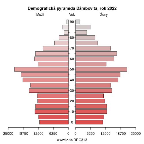 demograficky strom RO313 Dâmbovita demografická pyramída