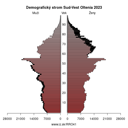 demograficky strom RO41 Sud-Vest Oltenia demografická pyramída