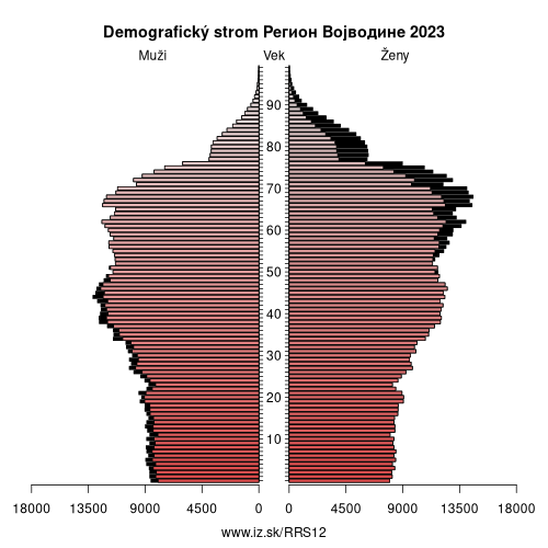 demograficky strom RS12 Регион Војводине demografická pyramída