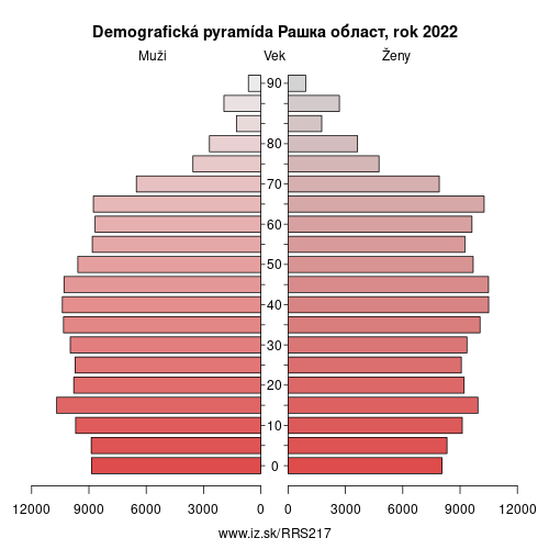 demograficky strom RS217 Рашка област demografická pyramída