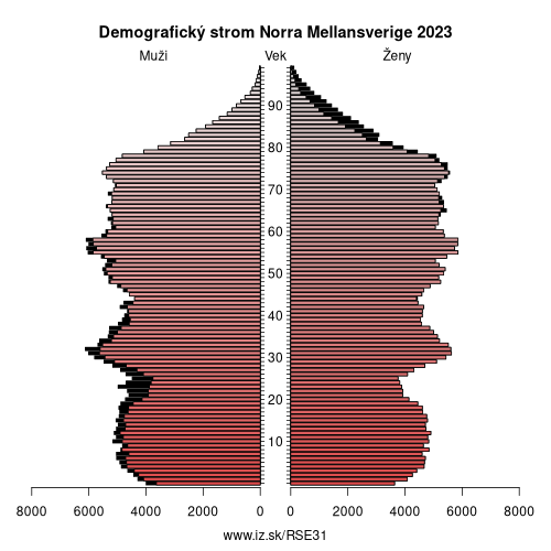 demograficky strom SE31 Norra Mellansverige demografická pyramída