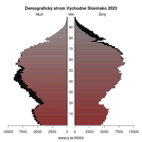 demograficky strom SI03 Východné Slovinsko demografická pyramída