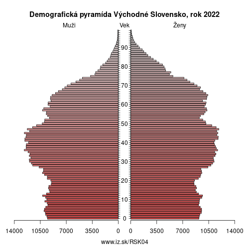 demograficky strom SK04 Východné Slovensko demografická pyramída
