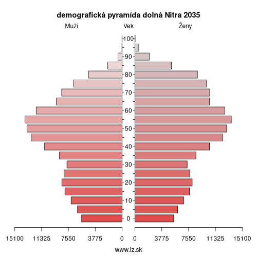 demografická pyramída dolná Nitra 2035