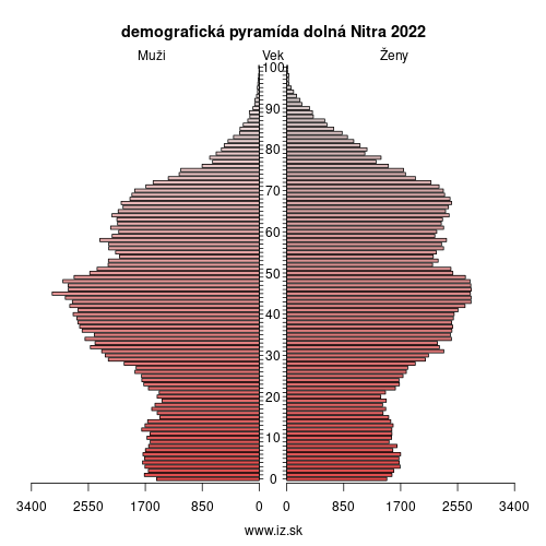 demo­grafická pyramída dolná Nitra 2021