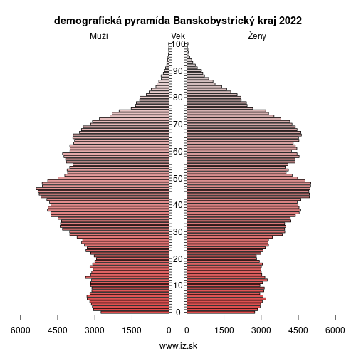 demo­grafická pyramída Banskobystrický kraj 2023