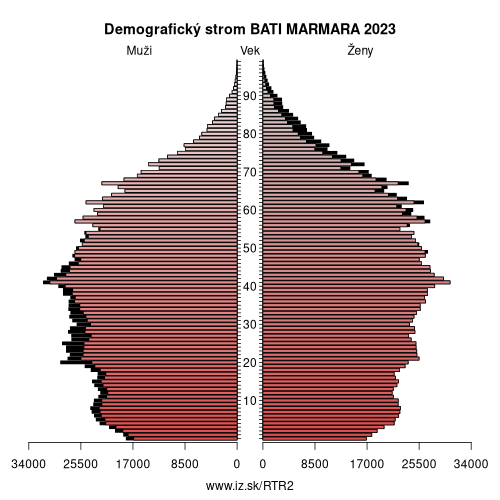 demograficky strom TR2 BATI MARMARA demografická pyramída