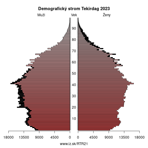 demograficky strom TR21 Tekirdag demografická pyramída