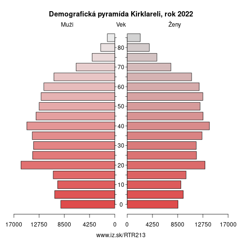 demograficky strom TR213 Kirklareli demografická pyramída