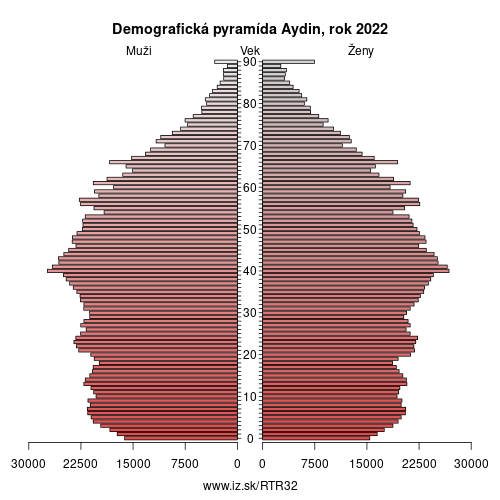 demograficky strom TR32 Aydin demografická pyramída