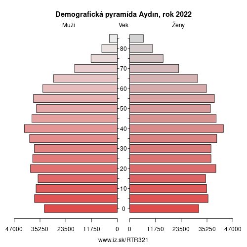 demograficky strom TR321 Aydın demografická pyramída