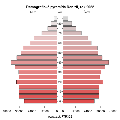 demograficky strom TR322 Denizli demografická pyramída