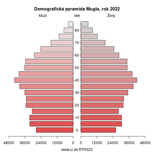 demograficky strom TR323 Mugla demografická pyramída