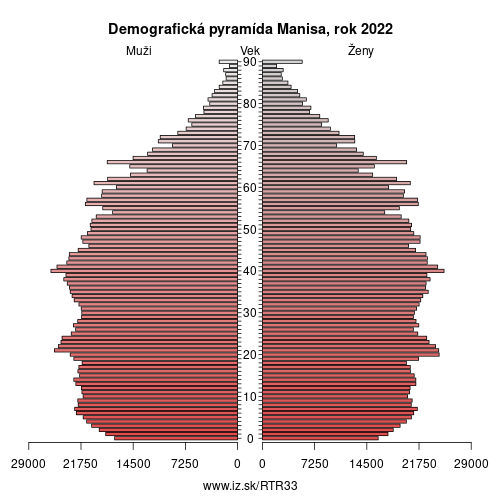 demograficky strom TR33 Manisa demografická pyramída