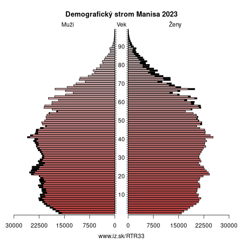 demograficky strom TR33 Manisa demografická pyramída