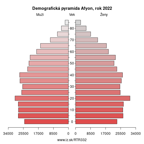 demograficky strom TR332 Afyon demografická pyramída