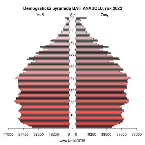 demograficky strom TR5 BATI ANADOLU demografická pyramída