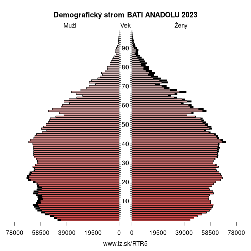 demograficky strom TR5 BATI ANADOLU demografická pyramída