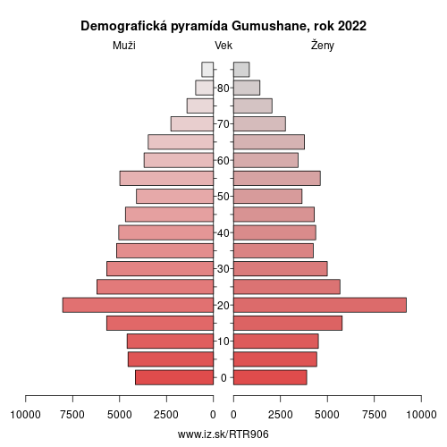 demograficky strom TR906 Gumushane demografická pyramída