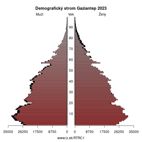 demograficky strom TRC1 Gaziantep demografická pyramída