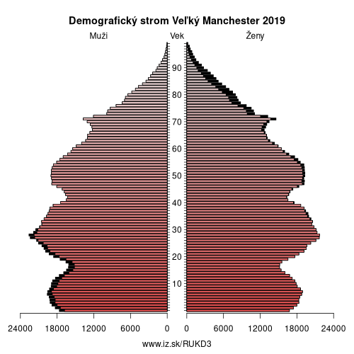 demograficky strom UKD3 Veľký Manchester demografická pyramída