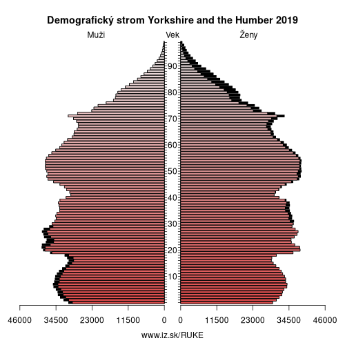 demograficky strom UKE Yorkshire and the Humber demografická pyramída