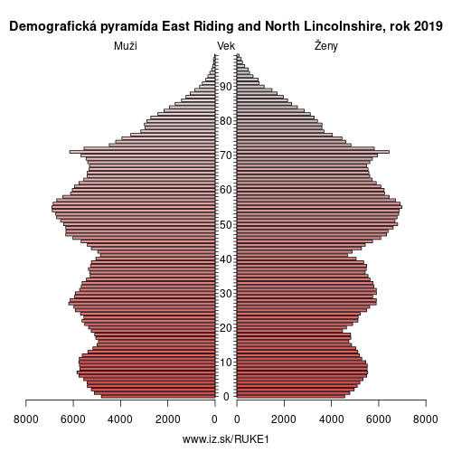 demograficky strom UKE1 East Riding and North Lincolnshire demografická pyramída