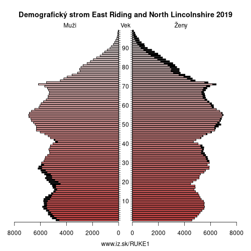 demograficky strom UKE1 East Riding and North Lincolnshire demografická pyramída