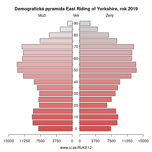 demograficky strom UKE12 East Riding of Yorkshire demografická pyramída