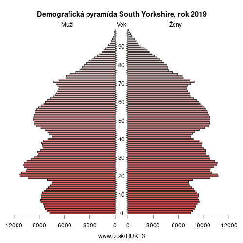demograficky strom UKE3 South Yorkshire demografická pyramída