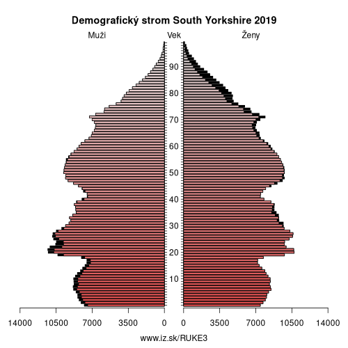 demograficky strom UKE3 South Yorkshire demografická pyramída