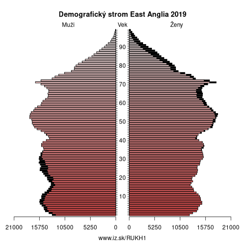 demograficky strom UKH1 East Anglia demografická pyramída