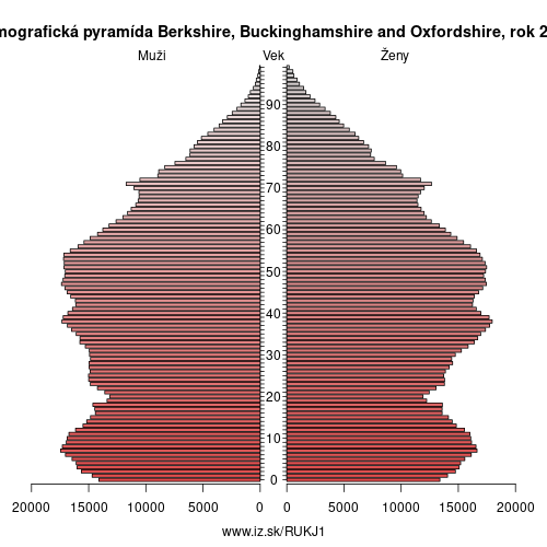 demograficky strom UKJ1 Berkshire, Buckinghamshire and Oxfordshire demografická pyramída