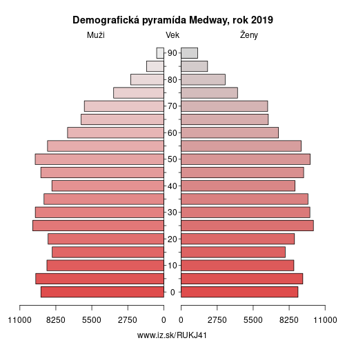 demograficky strom UKJ41 Medway demografická pyramída